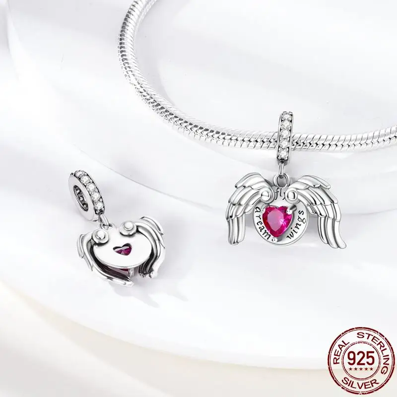 New in S925 Sterling Silver Pink Lily Of The Valley Charms Fit Pandora Bracelet DIY Bead Pendant Woman Jewelry 2023 Hot Sale