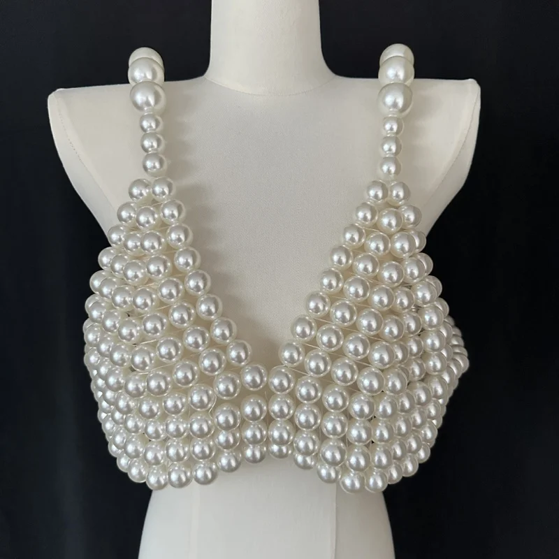 

Женские украшения для тела, цепочка для бюстгальтера, сексуальное бикини с жемчугом, ручная работа, бисер, Холтер на шею, пояс для живота, модная цепочка для ночного клуба с кисточками