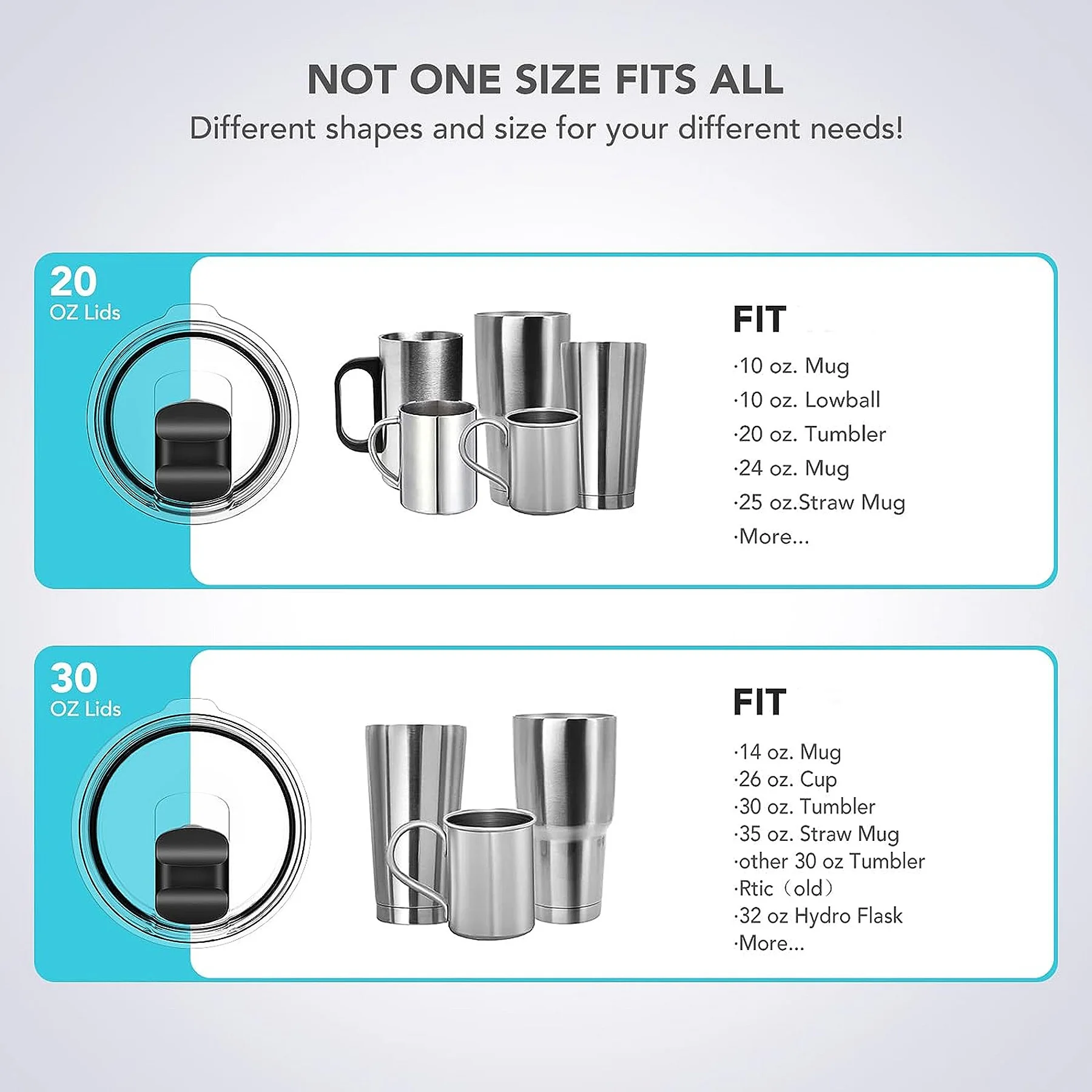 1 Magnetischer Deckel für 20/30oz Becher, Geeignet für Edelstahl-Thermobecher mit Innendurchmessern von 8cm und 9,5cm, 20oz Auto-Becher Magnetdeckel – Detail 4