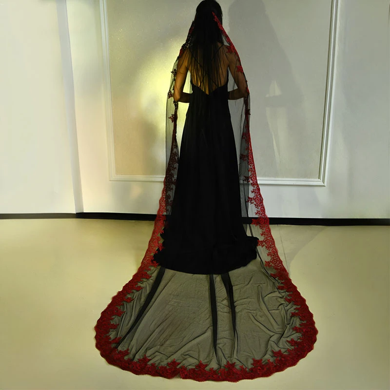 photo-styling-black-bridal-veils-red-lace-appliqued-3m-catherdral-long-wedding-veil-headwear-for-party-halloween-custom