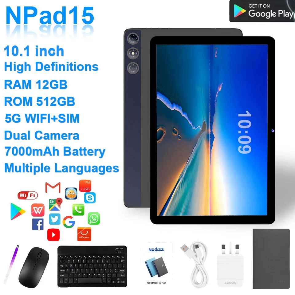 2025 New Original Global Version Tablet Android Pad 15 Pro 10.1 Inches 12GB+512GB Tablets PC 5G Dual SIM Card WIFI Dual Camera