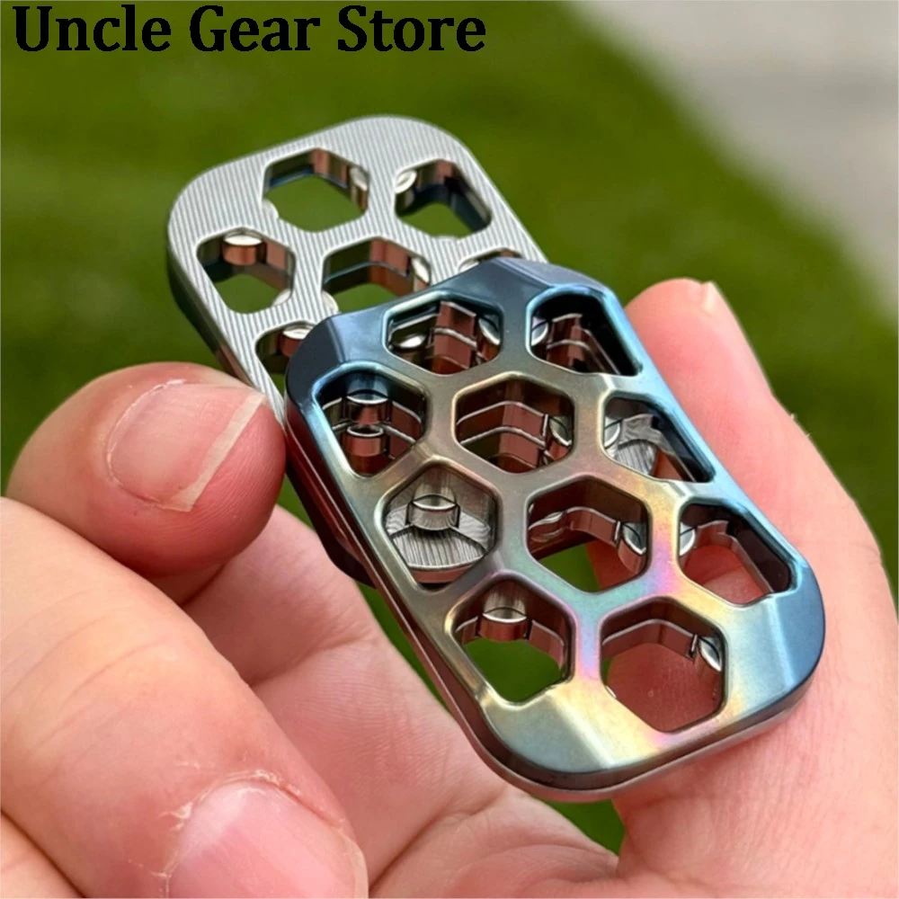 Titanium Blue Titanium Color Hollow Magnetic Slider EDC Decompression Toy Desk Toy