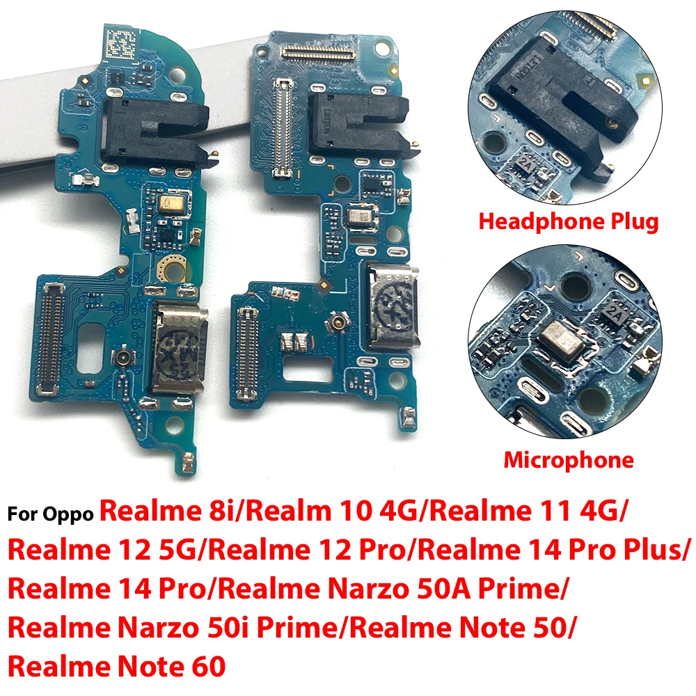 USB Port Dock Plug Connector Charging Board Flex For OPPO Realme 8i 1011 12 4G 5G 14 Pro Plus Note 50 60 Narzo 50A 50i Prime