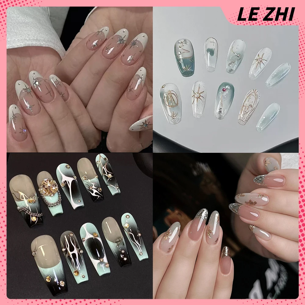 Spice Girl Meteor Molding Maiden Heart French Detachable Reusable Full Cover Nail Birthday Party Nail Stickers