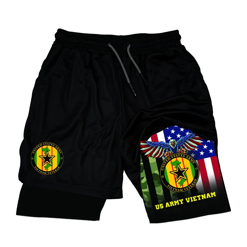 2024 Summer New US Marine Corps 3D Printed Sports Shorts Men's Large Size Gym Tights Running Quick-Drying Shorts