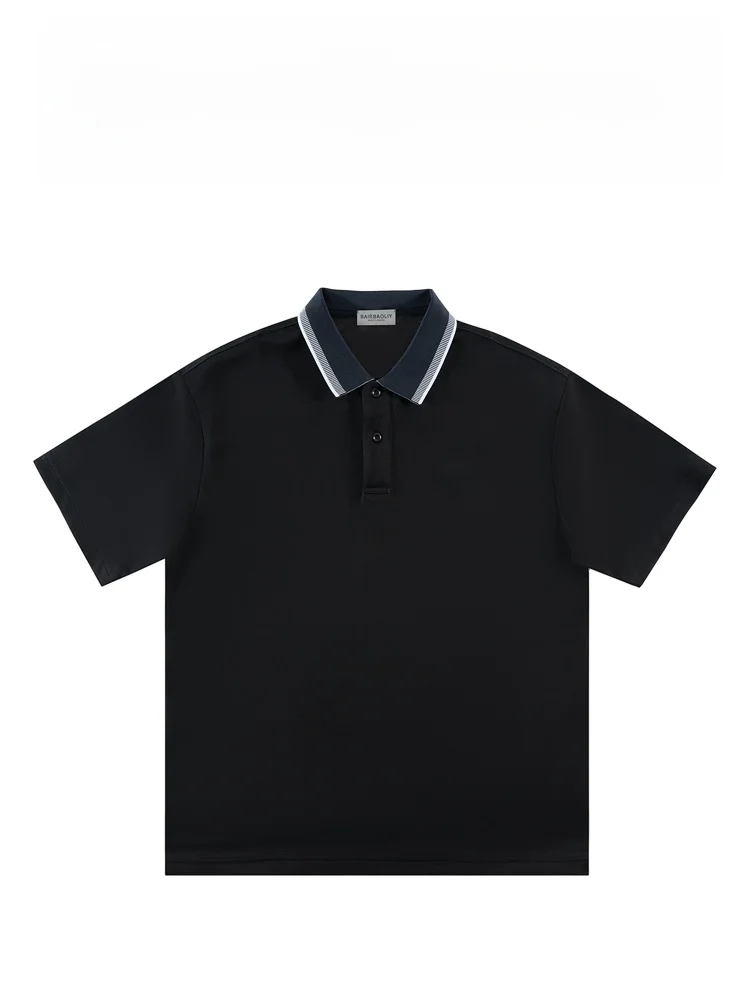 

BAIRBAOLIY Classic Color Blo Embroidered irt Men's Loose Casual ort Sve Turn-down Collar Breathable Cotton Busi...