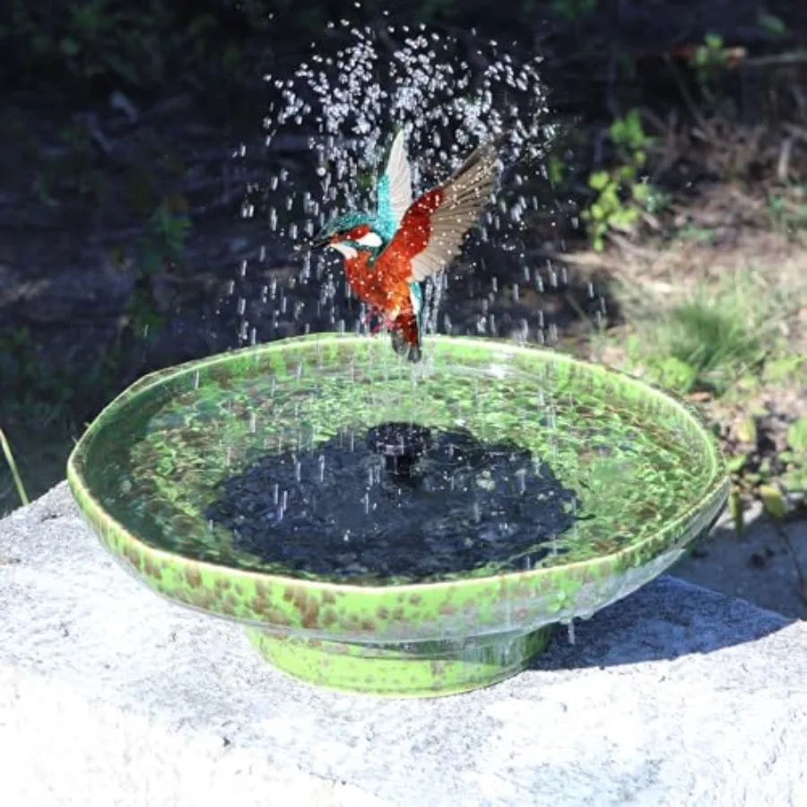 

Solar Fountain Ceramic Bird Bath, Birdbaths for Outdoors, Outdoor Fountain Bird Bath, Garden and Home Décor