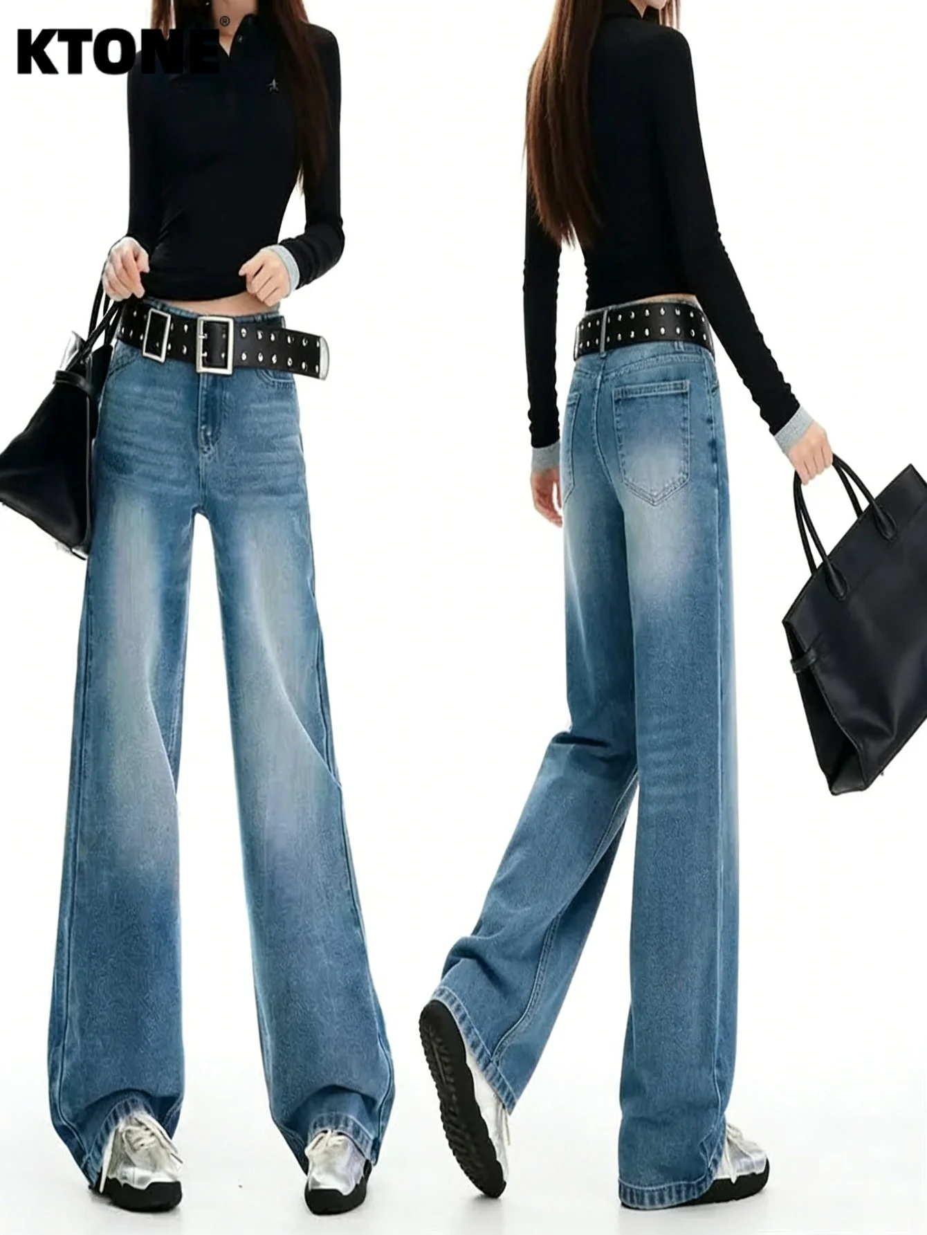 

Plain Jeans Men and Women Blue Baggy Denim Retro Y2K Drip No accessories or belts included
