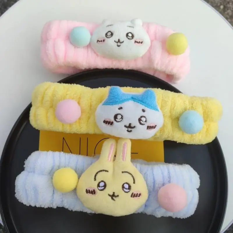 Anime Chiikawa Usagi Hachiware Plush Doll Kawaii Girl Hair Hoop Cute Hairstyle Accessories Wash Face Headbands Girl Gift