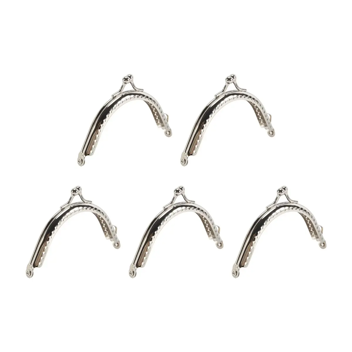 B-est 5 Metal Frames Snap Clasp Arch Pattern Coin Style Purse Silver