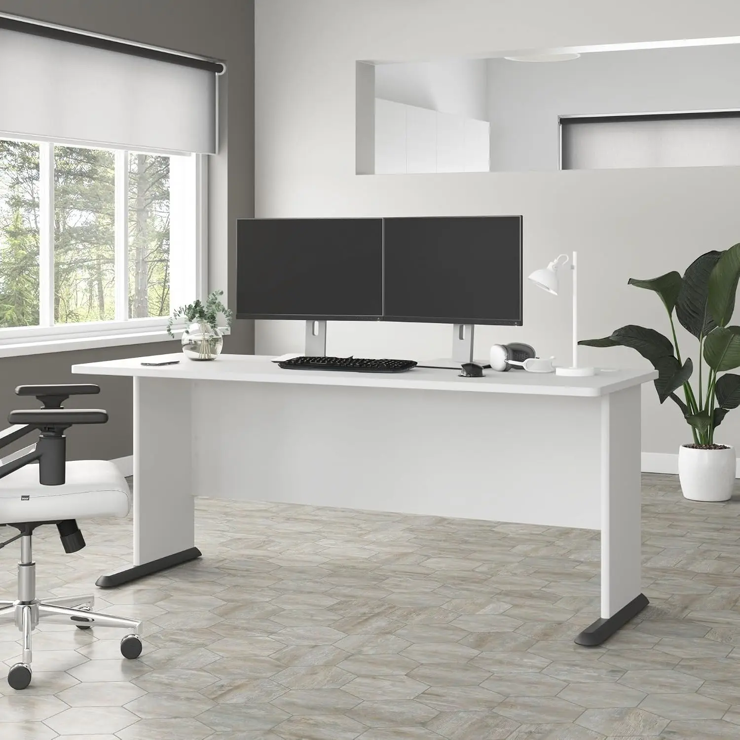 72W Computer Desk in White, 6 Foot Gaming and Work Table for Home or Professional, Customized