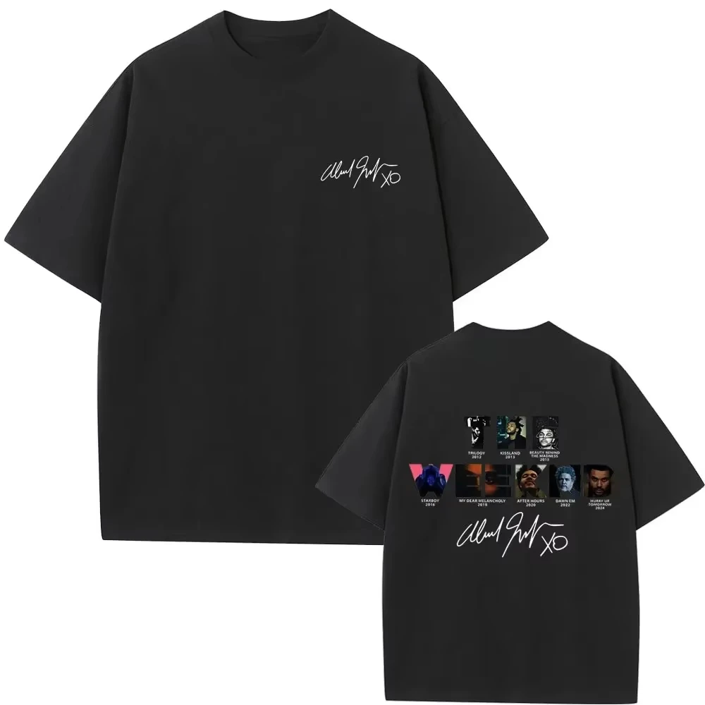 2026 Rapper The Weeknd Music Album Cover Graphic T-Shirt Men Women Hip Hop Fashion Oversized Male Casual Cotton Retro shirt