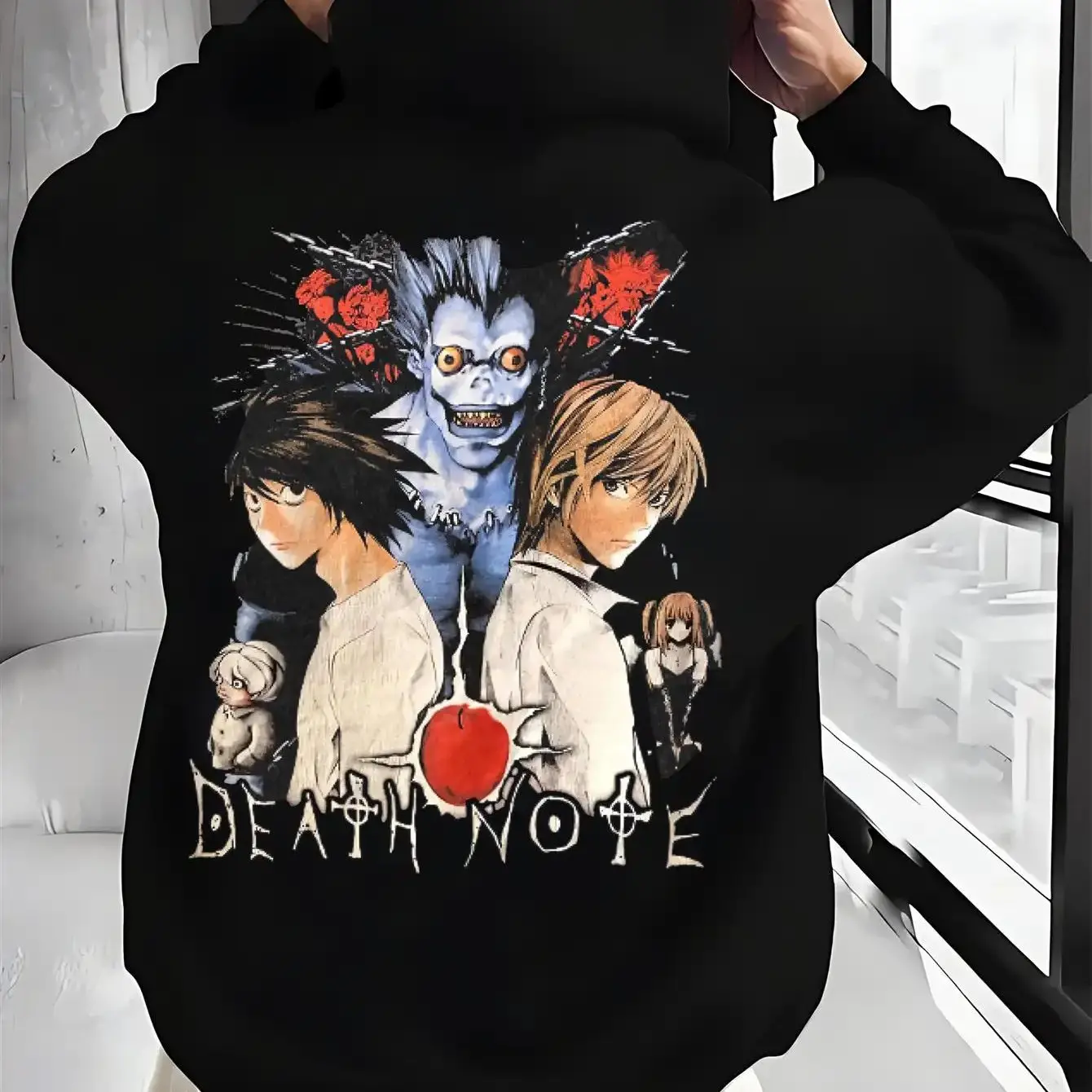 Death Note Anime Hoodie Taotie und Anwalt Muster Hoodie Dickes und warmes weiches Innenfutter Winter Hoodie mit Hut