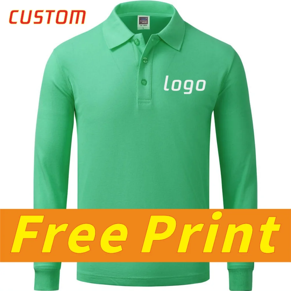 

Quick-drying Mens Polo Shirts Custom Logo Breathable Casual Long Sleeve Polo Tee Personal Group Company Design Print Embroidery