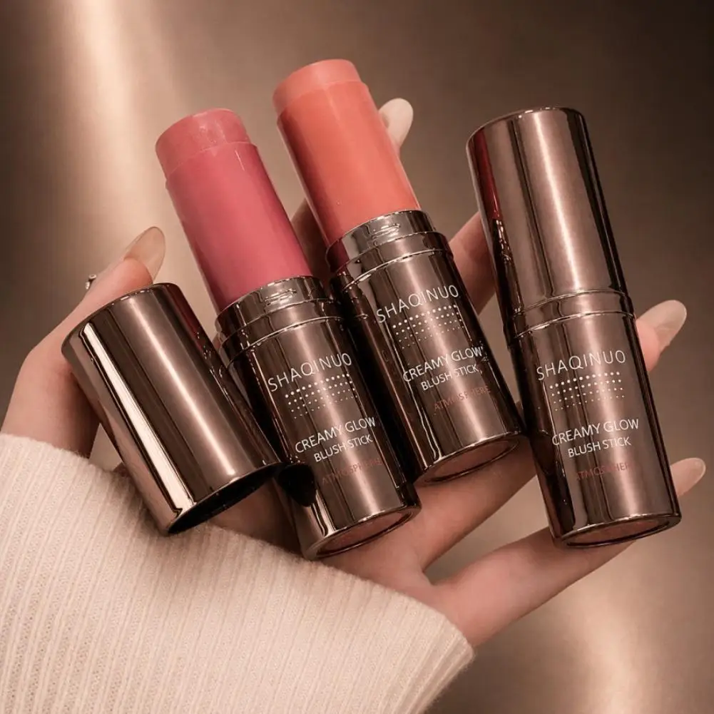 Cream Blush Stick 3 in 1 Multi Use Lip Cheek Eyes Tint Creamy Shining Blusher Facial Cheek Tint Lasting Brightening Rouge
