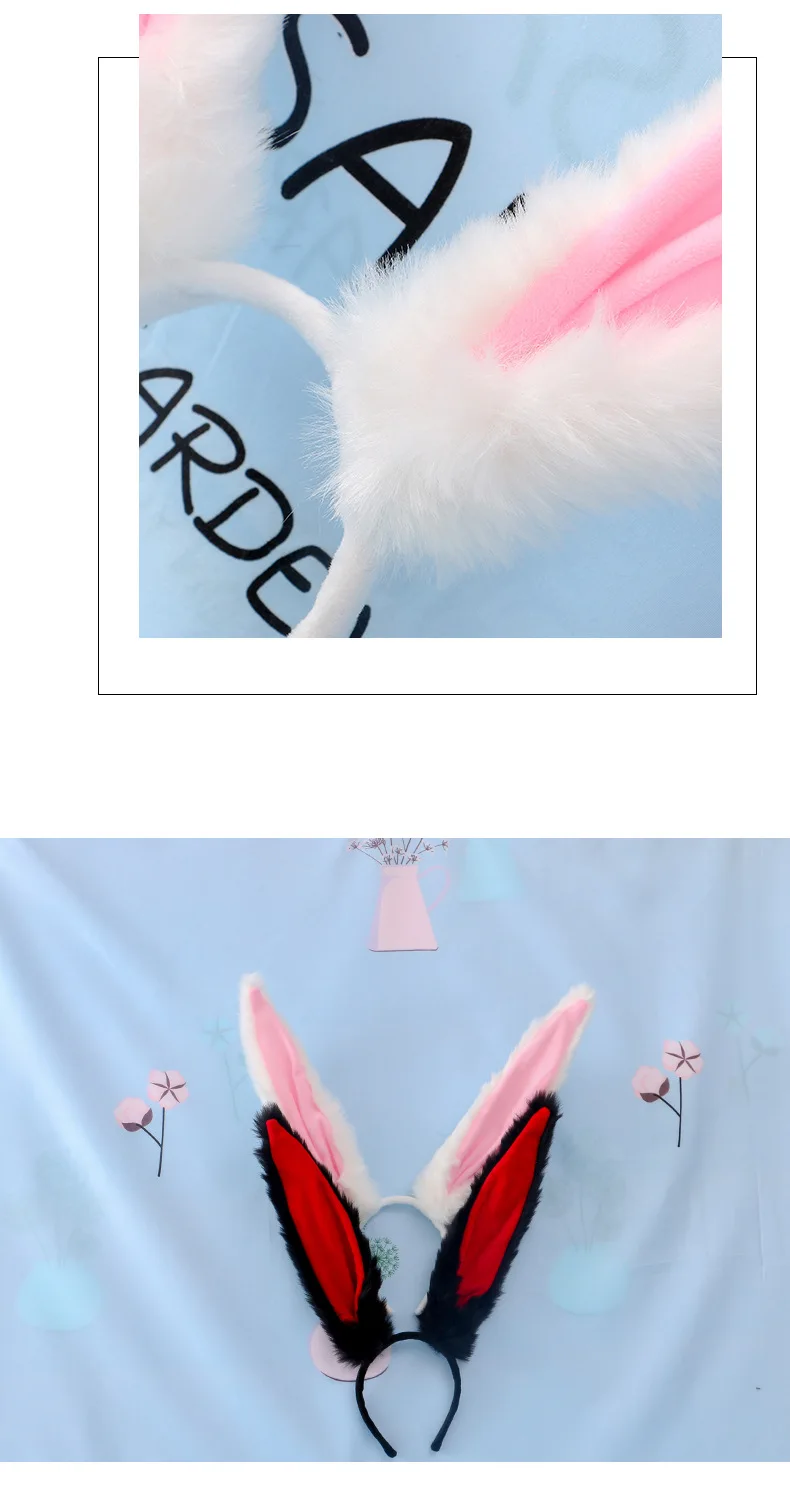 Women Headband Girls Pink Rabbit Ear Holiday Adult Kids Hairband Hair Accessory   Anime Cosplay Costume  Halloween Christmas