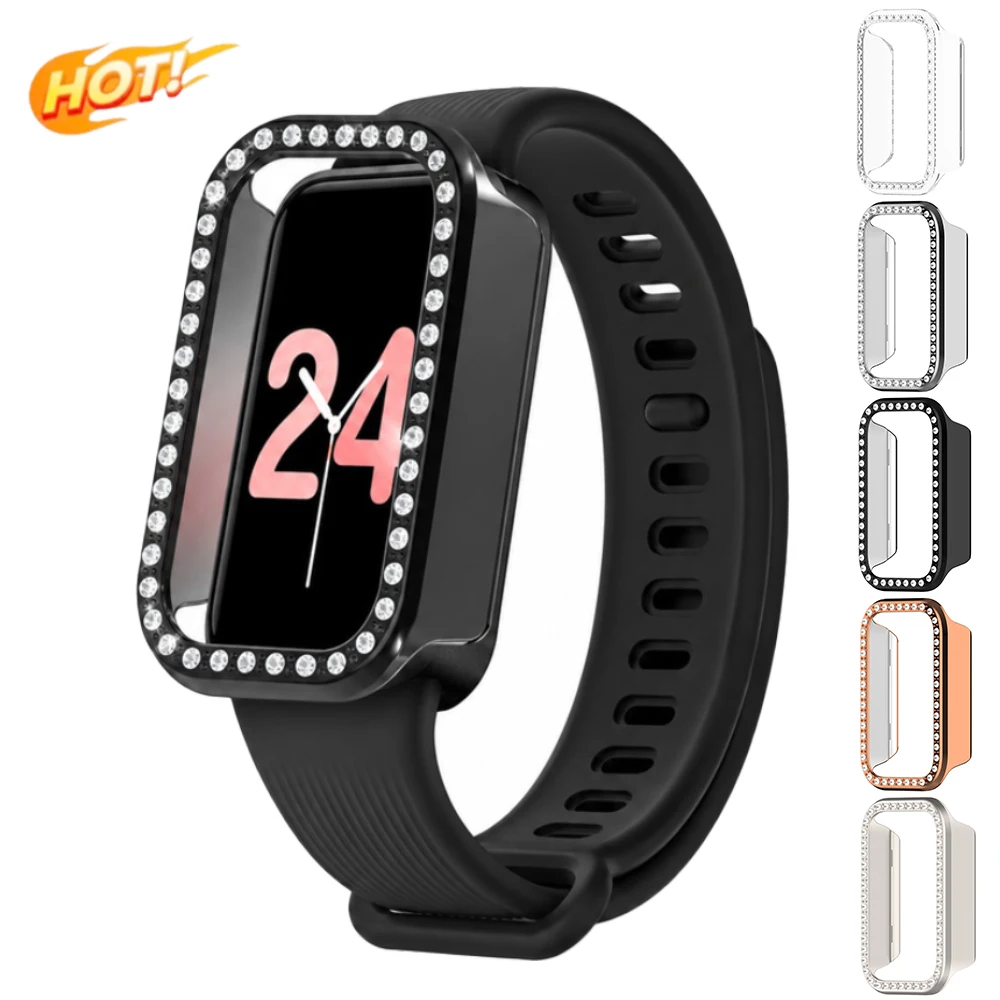 Woman Diamond Case for Xiaomi Watch 11Active Protective Bumper Shell Hollow Shiny Cover for Miband 11 Active Anti-drop Frame
