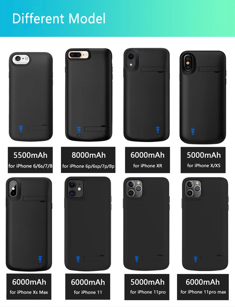 حافظة شاحن البطارية آيفون 17 16 15 14 13 12 برو ماكس 6 7 8 plus XR قوة البنك حافظة البطارية غطاء شاحن احتياطي