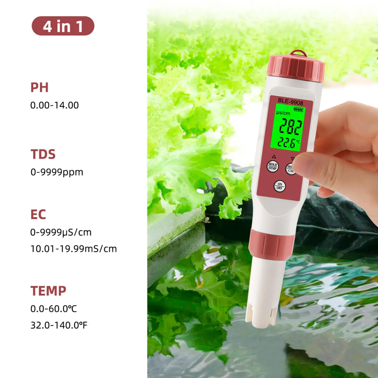 Water Total Hardness Waterproof Tesing PH Meter for Pond