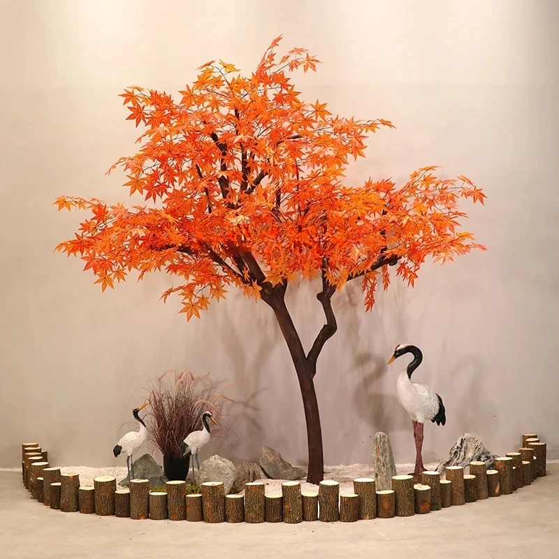 

Simulation Red Maple Fake Hotel Shopping Mall Landscape Decoration Large Tree Shooting Props Tree