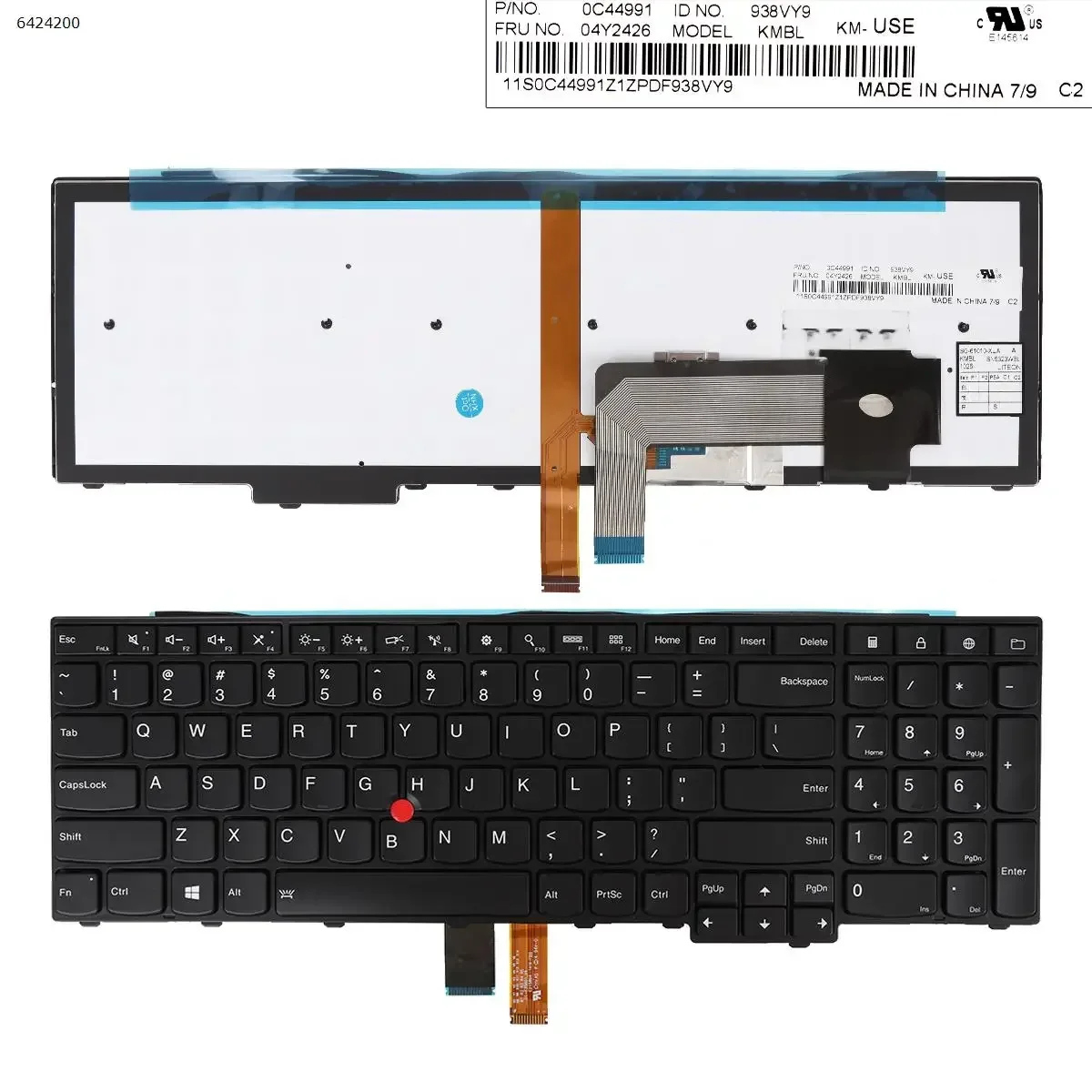 

Клавиатура для ноутбуков ThinkPad E531 T540 L540 T540P T550 L560 P50s L570 W540 W541 W550 W550s с черной подсветкой