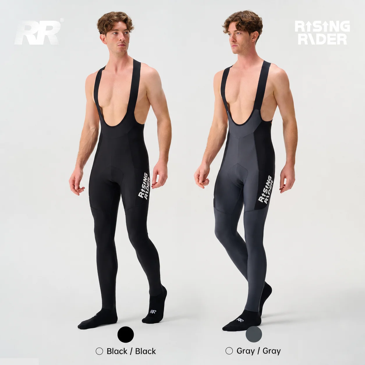 RR Men Cycling Bib Tights Autumn Winter Fleece Lined Road Bike Pants Double Arrow Pad
