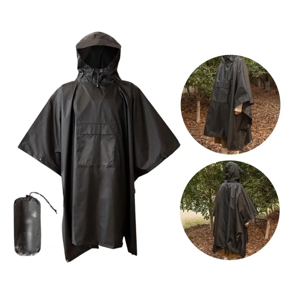 

Adult Unisex Rain Poncho With Storage Bag Pocket Design Adjustable Drawstring Hooded Lightweight Waterproof Raincoat Дождевик