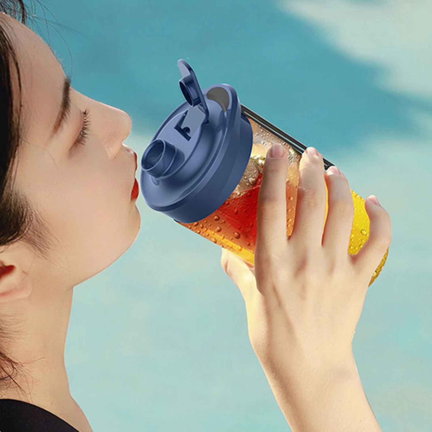 خلاطات شخصية محمولة للمخفوقات والعصائر (أزرق داكن)، عصارة فواكه سعة 13 أونصة قابلة لإعادة الشحن عبر USB، كوب خلاطات محمول باليد في O