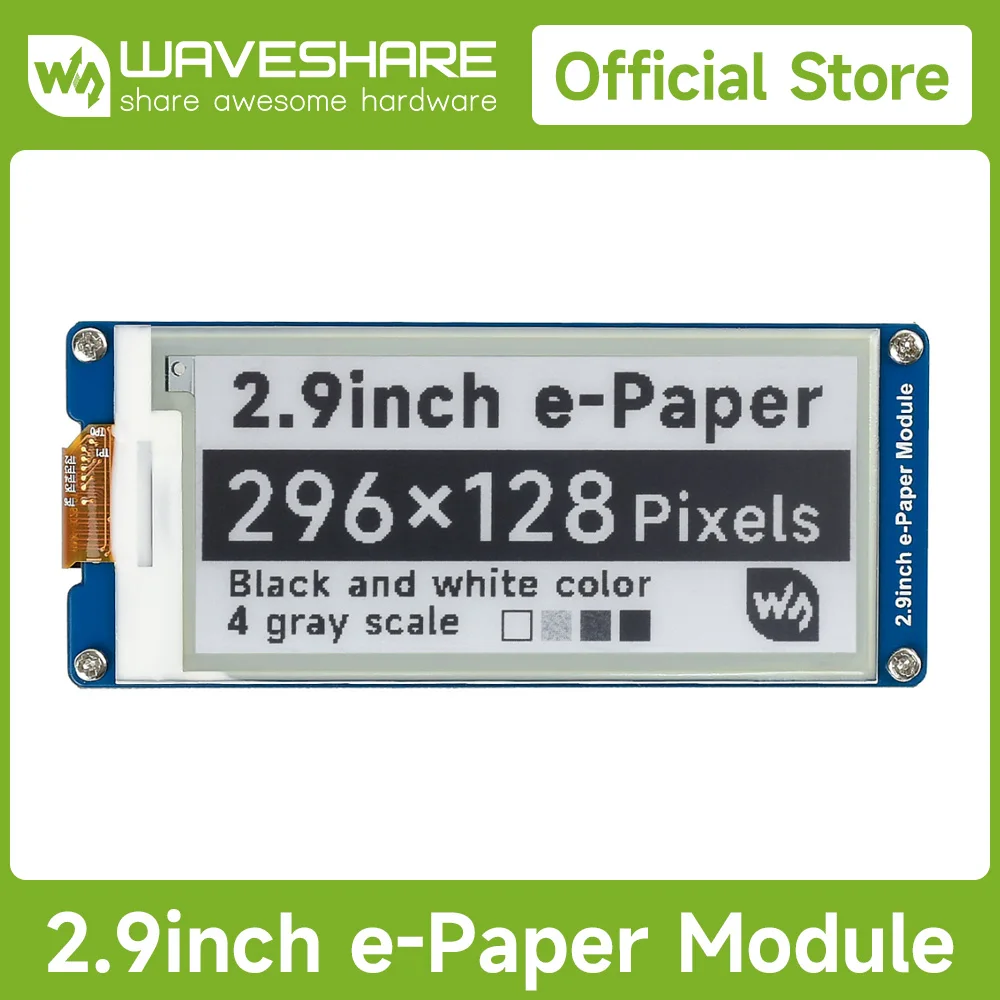 Waveshare 2.9inch E-Ink display module black/white two colors, 296×128, E-Paper Screen Module for Raspberry Pi