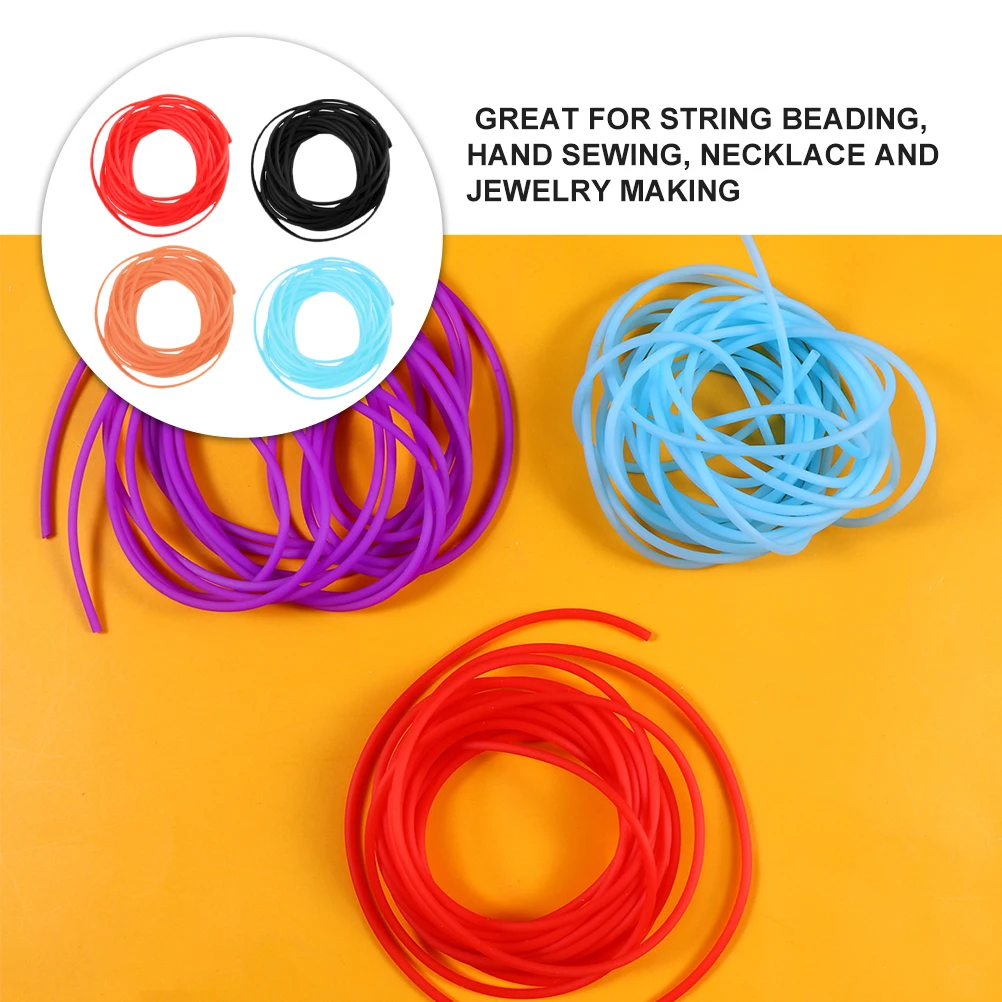 

6PCS Hollow Colorful Rubber Rope Set for DIY Necklace Bracelet Making String Beading Jewelry Craft Accessories