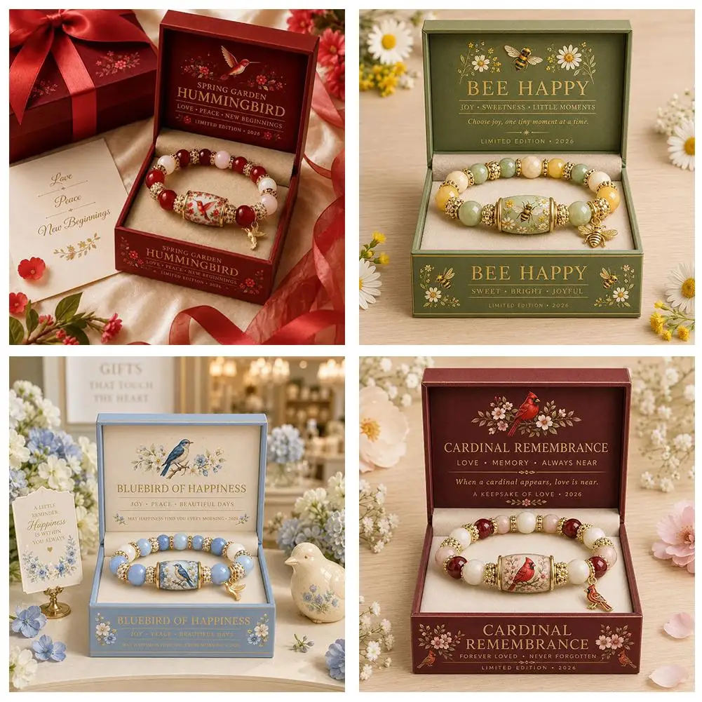 2026 Limited Edition Hummingbird Beaded Bracelet Spring Garden Crystal Jewelry for Party Favors Chain Blessing Bracelet For Girl