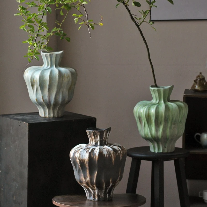 Ceramic Vase Living Room Creative Desktop Flower Pot Balcony Decoration Flower Bottle Home Artistic Decoration Planters Ornament