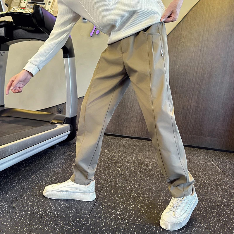 

Two Colors Casual Pants Polyester Fiber M4XL Size Youthful Vitali Sle Straight Leg Patchwork Button Waist Daily Wear