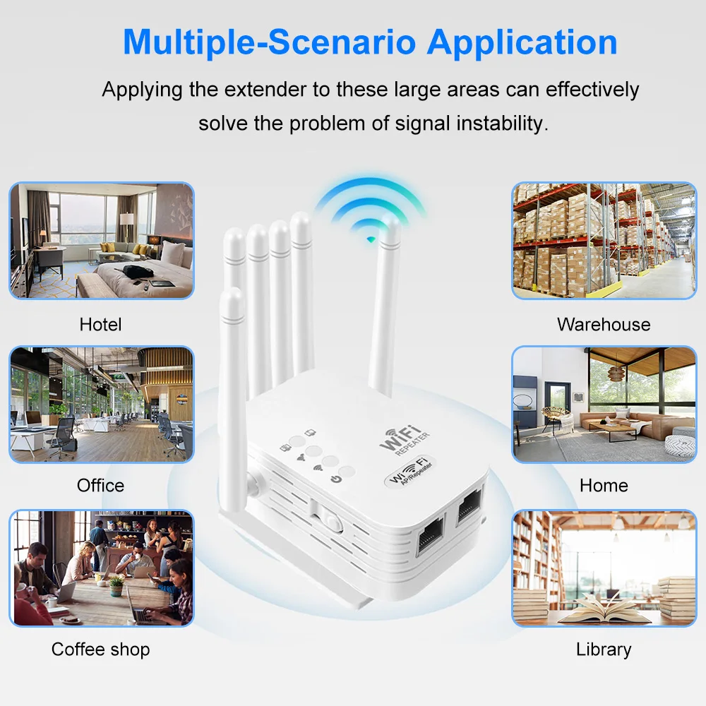 1200Mbps Wireless WiFi Repeater WIFI Extender WiFi Booster Dual band 2.4G 5G Network Amplifier Long Range Signal For Office