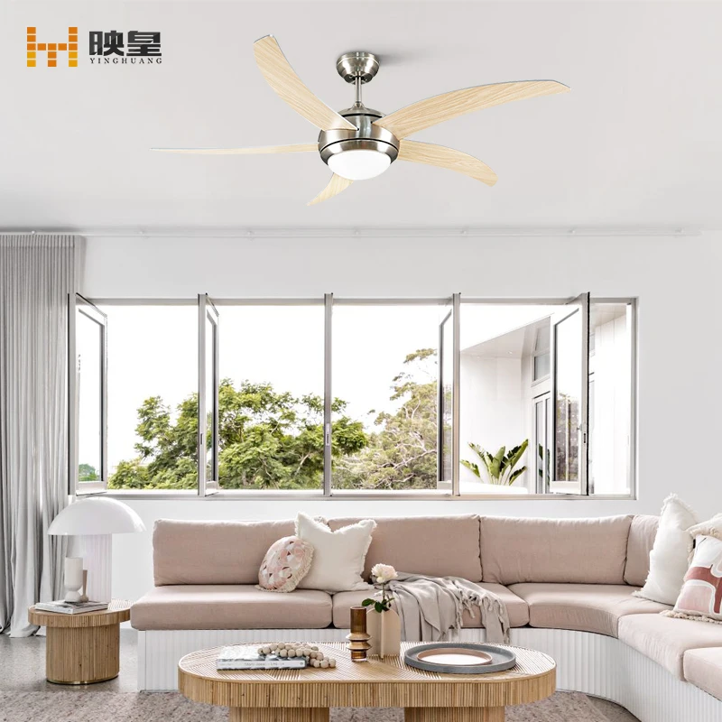 52 Inches Remote DC/AC 5 Blades Speed Control Household Bedroom Hotel Ceiling Fan With Lights