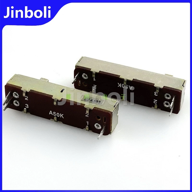 1PCS Single 3Pins Straight Slide Potentiometer A50K Length 50mm, Stroke 30mm, Dimmer Mixer Fader