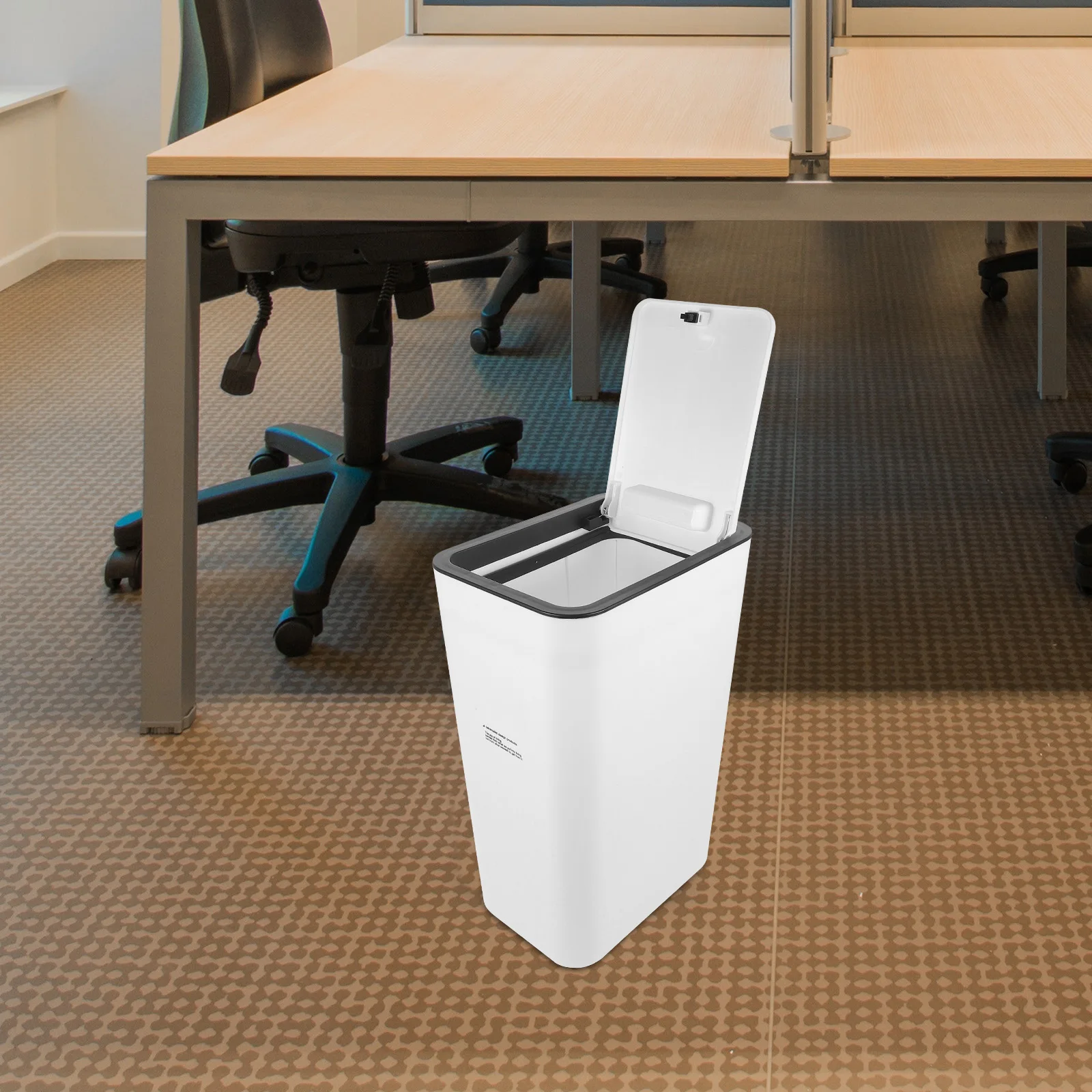 

1pc Household Plastic Trash Can With Lid Slim Waste Basket For Bathroom Bedroom Office Kitchen Garbage Bin Easy Open Odorless