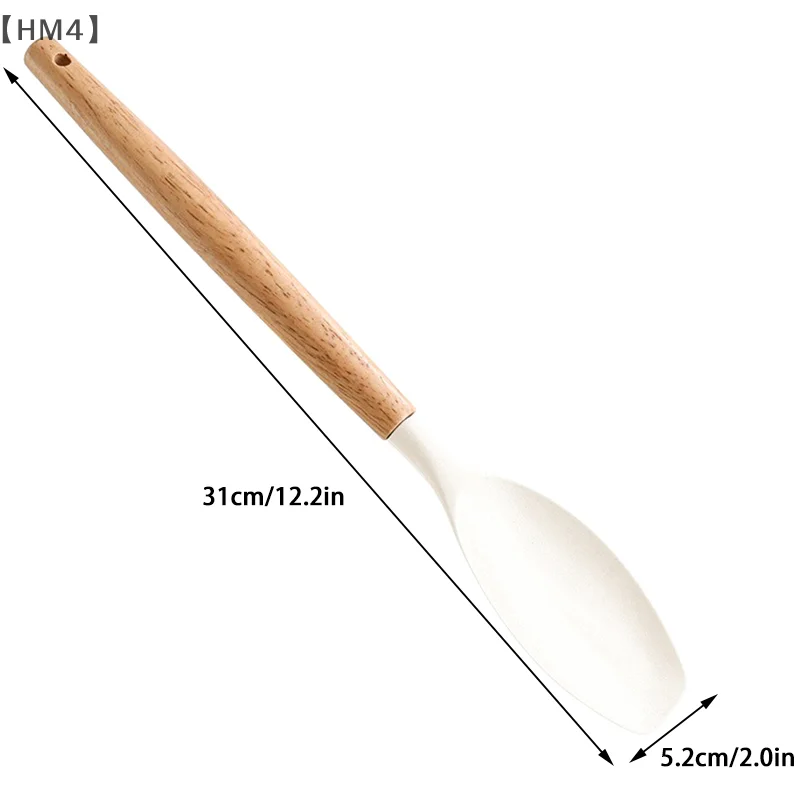 

〔HM4〕 Cooking Utensils Silica Gel Scoop Salad Agitator Scoop Wood Handle Pot Cooking Silica Gel Pot Scoop Kitchen Utensils