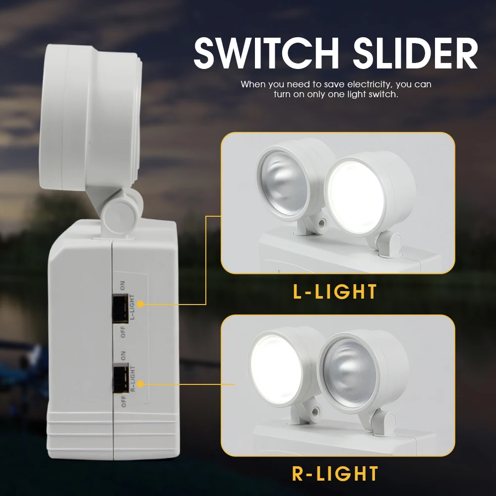 Dual-head Emergency Lamp Rotary Wall-mounted Fire Fighting Light Emergency Evacuation Light LED Rechargeable Camping Lamp