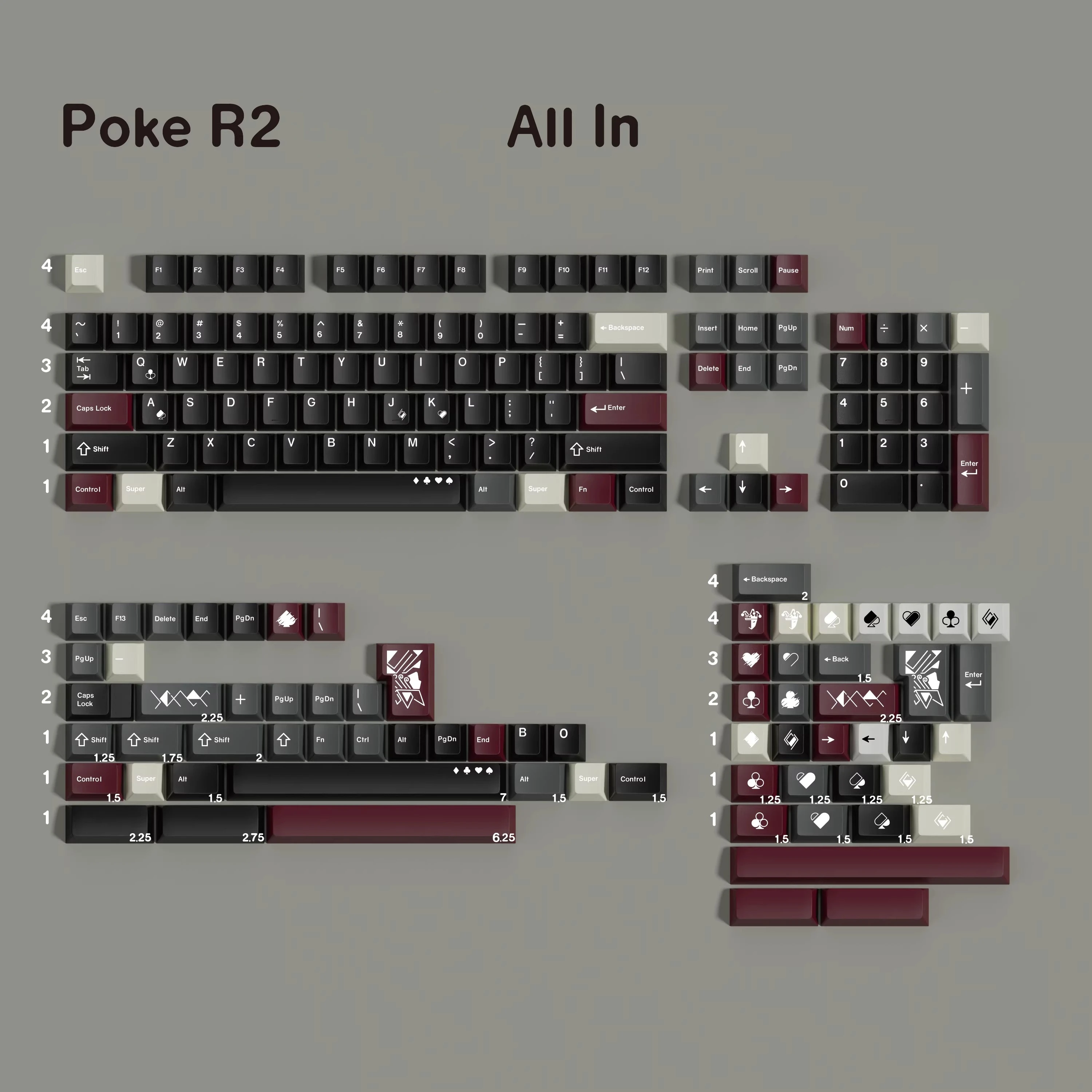 PBT keycaps MWK Poker 2 cherry profile Dye Sublimation For MX Switch Mechanical Keyboard double B Split spacebar