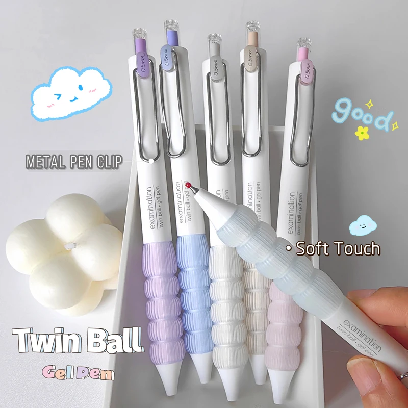 Imagem -05 - Soft Gel Ink Pen para Estudantes Recarga Preta Caneta Neutra Escrita Abastecimento Escolar Bola Twin 05 mm Pcs Set Alta Qualidade