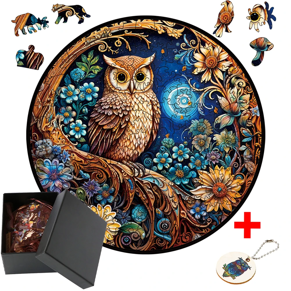 Owl Animal Wooden Puzzle DIY Educational Gift For Kids Family Interactive Games Brain Trainer Hell Difficulty Puzzle For Adults