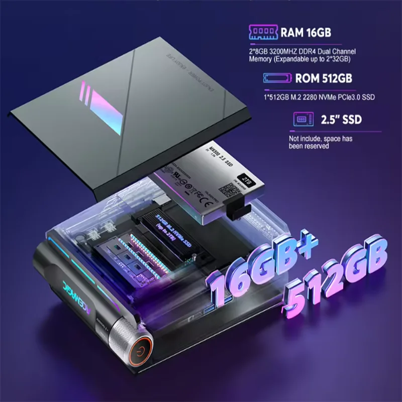 ACEMAGIC Mini PC Intel Core i9-11900H 4.9GHZ 16GB RAM + 512GB SSD Pequeno Portátil Escritório Entretenimento Jogos Preferido Windows11
