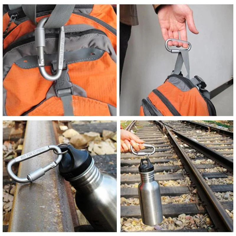 D-ring gantungan kunci besar, gantungan kunci pegas logam pekerjaan berat untuk perjalanan memancing