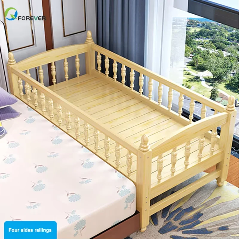 Children Bed With Guardrail Single Child Solid Wood Boy Small Bed Girl Princess Baby Bed