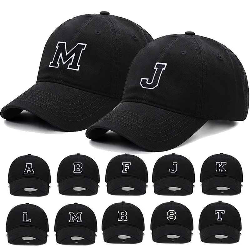 Gorra de béisbol bordada con letras iniciales A-Z para hombre y mujer, gorras Snapback de algodón suave de alta calidad con viseras deportivas para equipo a la moda