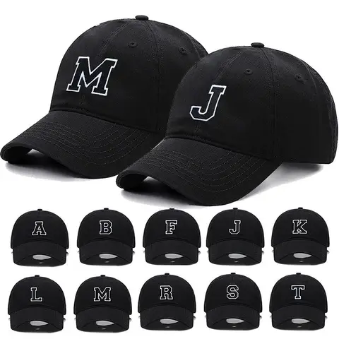 Initial Letter A-Z Embroider Baseball Cap For Men Womne High Quality Soft Cotton Fashion Team Sport Visors Snapback Caps