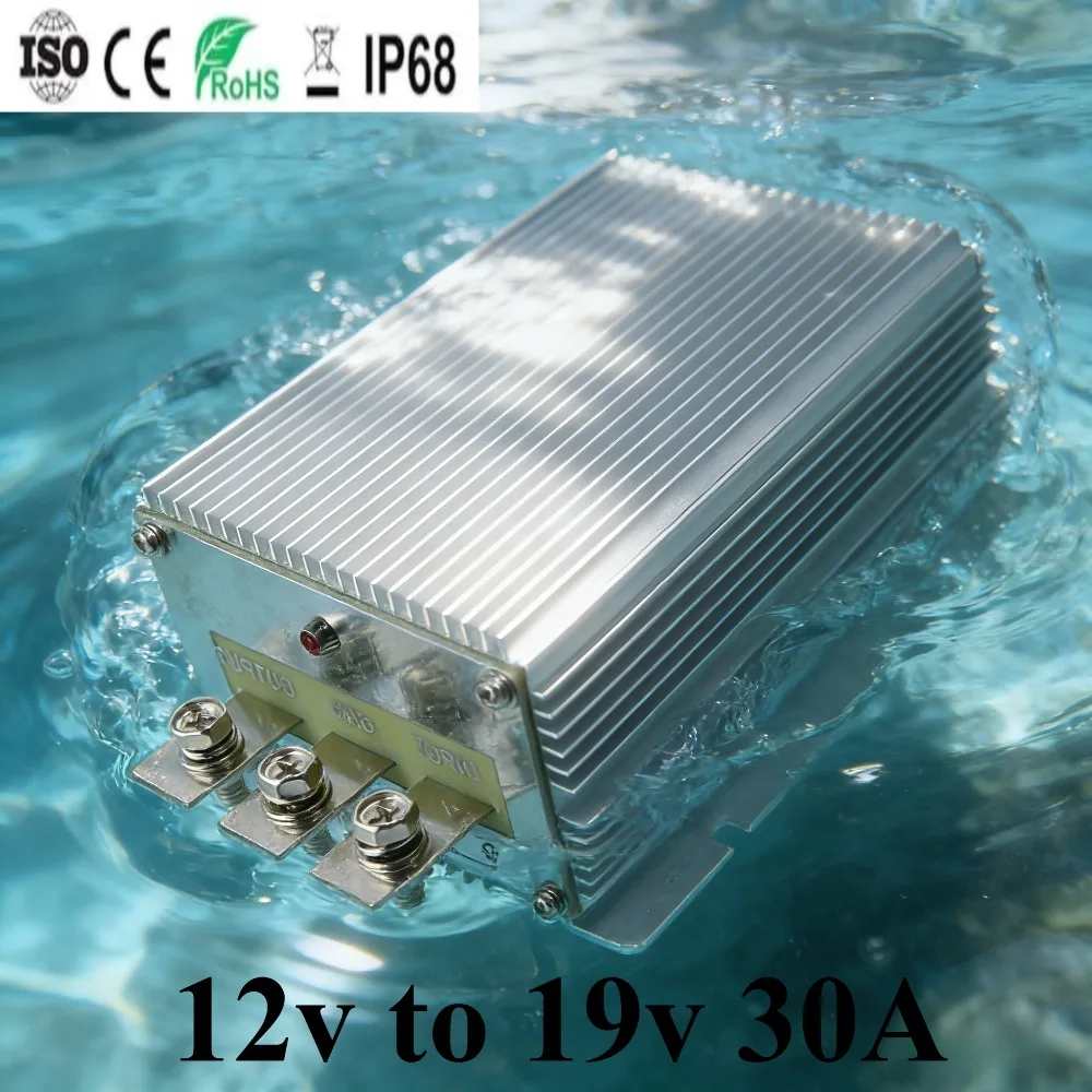 مقاوم للماء تصعيد الجهد الكهربائي 12 فولت إلى 19 فولت 30A DC-DC دفعة محول للأجهزة الصناعية السيارات كفاءة عالية CE #1
