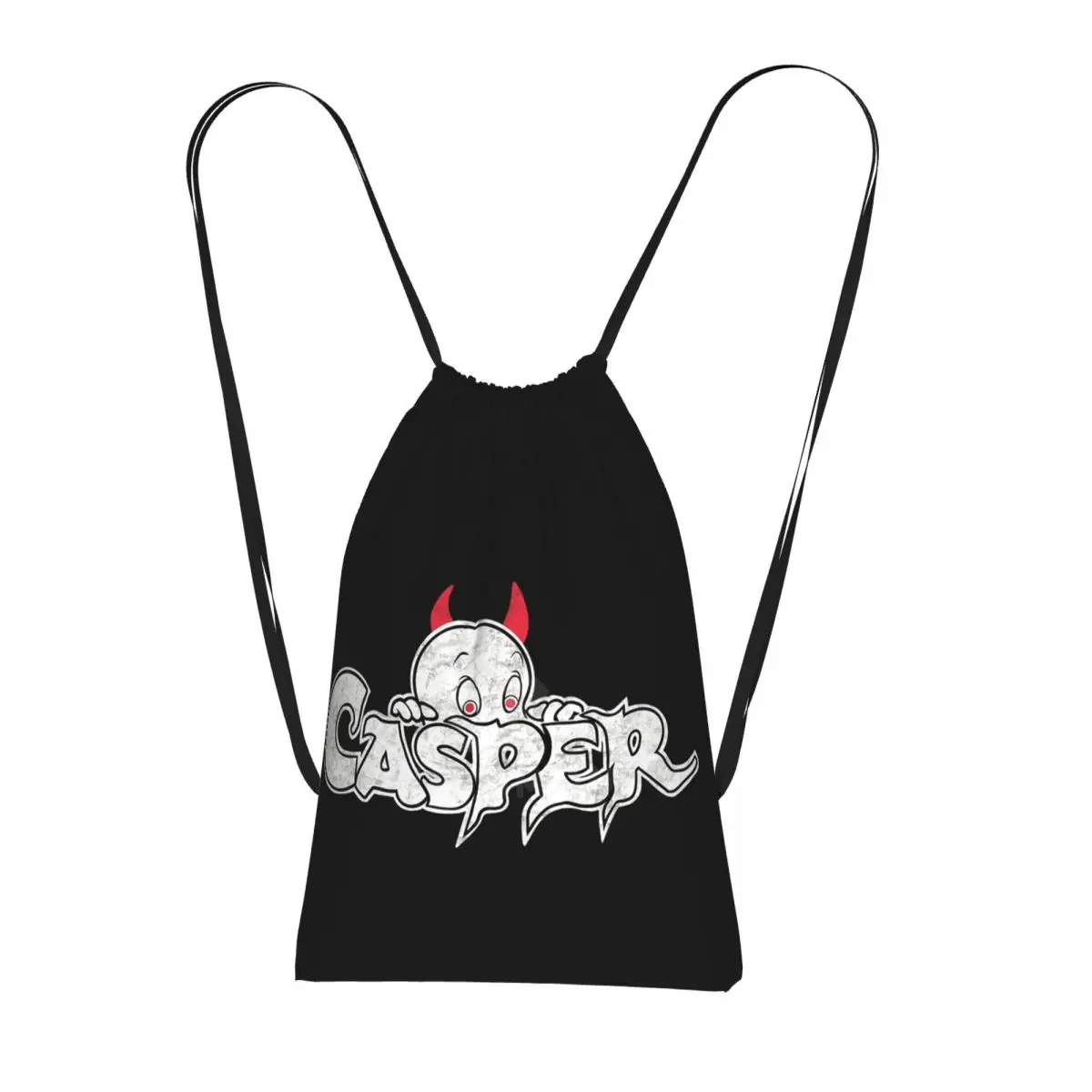 The Friendly Ghost Casper Drawstring Backpack Sports Gym Bag Lightweight Foldable Storage Drawstring Bag for Men Women