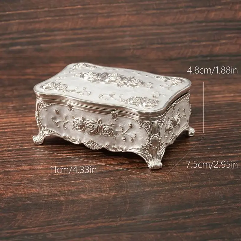 Luxuriöse Schmuckvitrine Antik-Finish, langlebige dekorative Schmuckschatulle aus Zinklegierung mit geräumigen Fächern B03E – Detail 6